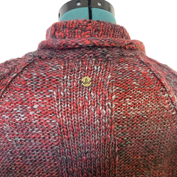 Prana Chunky Wrap Open Front Circle Cardigan Sweater Wool Blend Burgundy Small - Picture 7 of 10